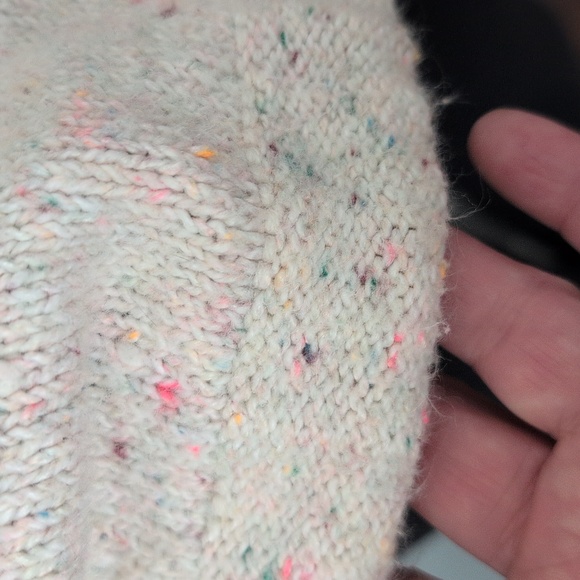 Cozy Boho Confetti Speckled Knit Sweater with Tassel Drawstring Hem – Size L - Picture 8 of 15